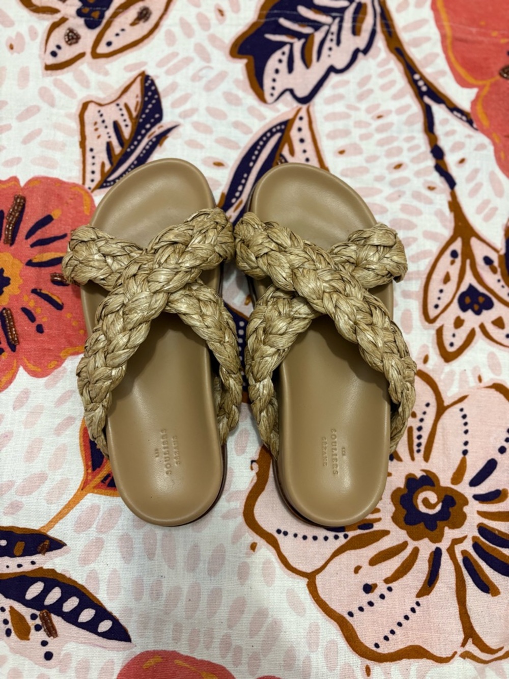 Sezane Eden Mule Low Sandals in Textured Raffia Pre-Owned Size 39/ US 8